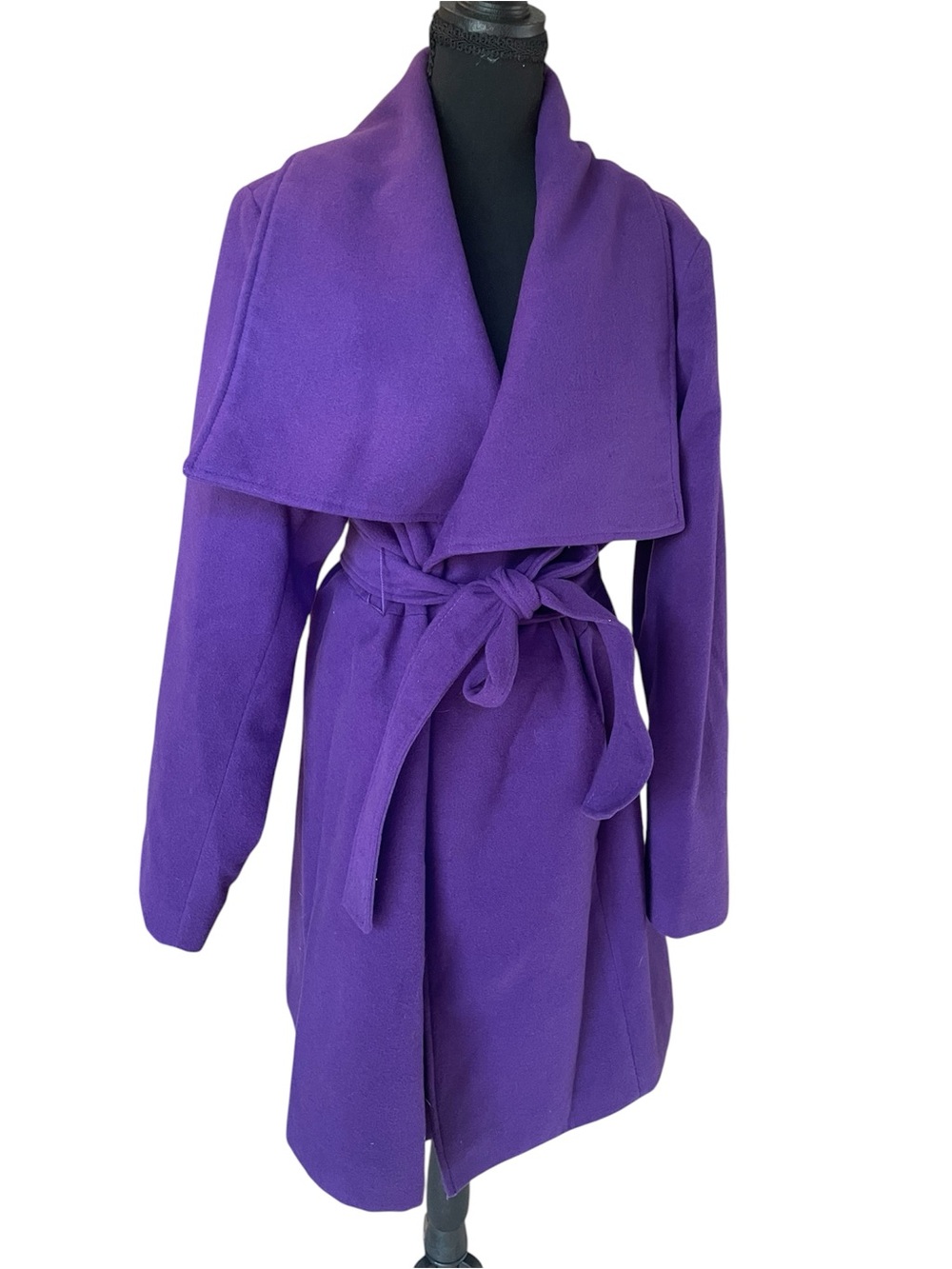 Dennis by Dennis Basso Purple Draped Wrap Belted Coat